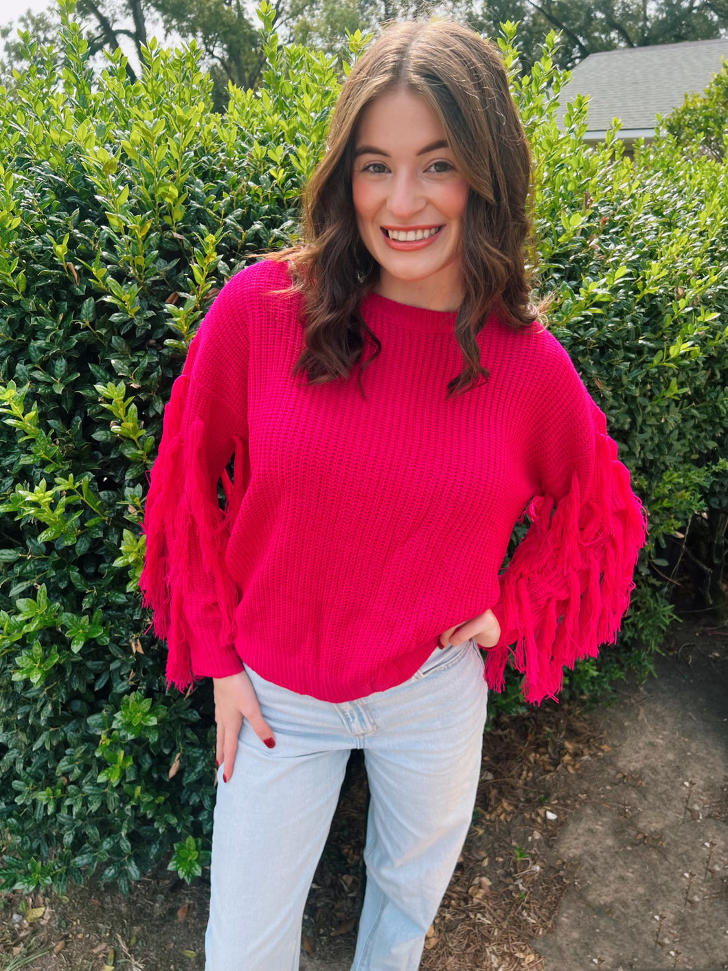 PINK FRINGE SWEATER Sanctuary Home Gifts