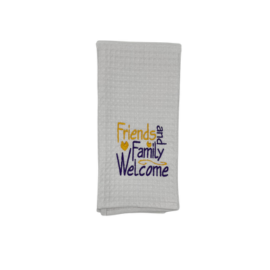 PURPLE AND GOLD FRIENDS AND FAMILY WELCOME TOWEL