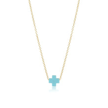 EGIRL 14" NECKLACE GOLD SIGNATURE CROSS OFF WHITE