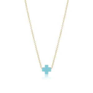 EGIRL 14" NECKLACE GOLD SIGNATURE CROSS OFF WHITE