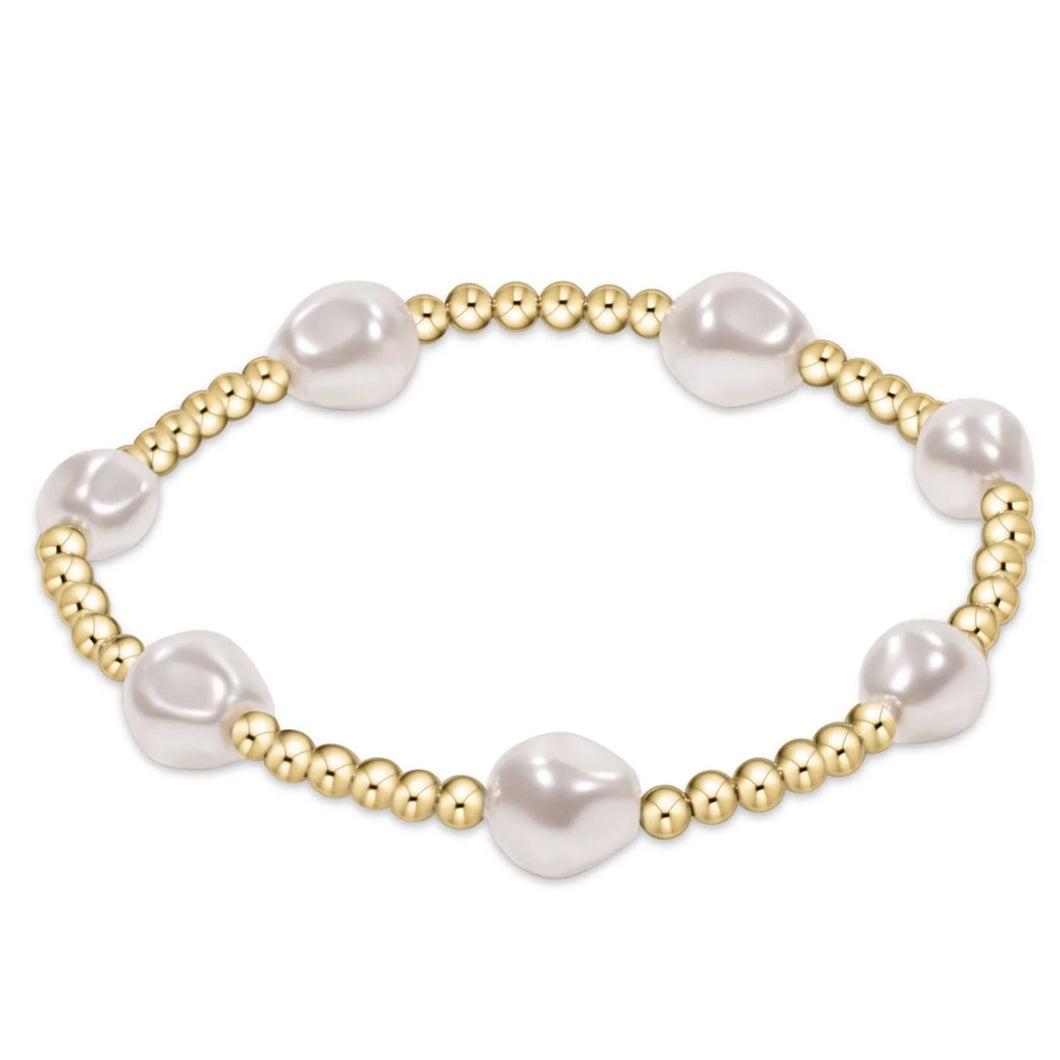 EXTENDS ADMIRE GOLD 3MM BEAD BRACELET PEARL
