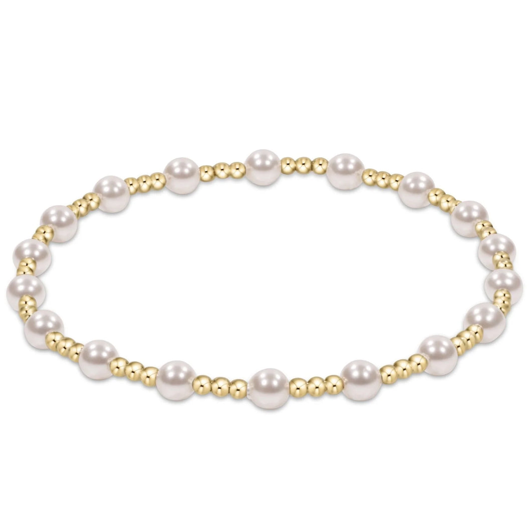 EXTENDS CLASSIC SINCERITY PATTERN 4MM BEAD BRACELET PEARL