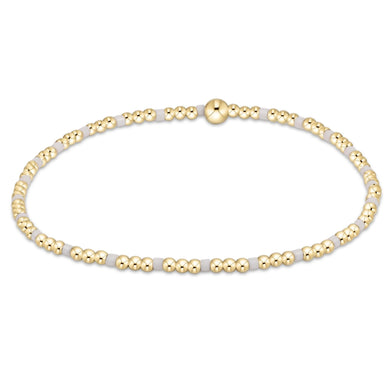 HOPE SINCERITY PATTERN 2MM BEAD BRACELET WHITE