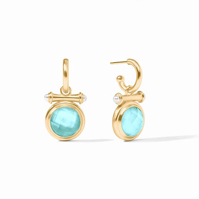 BAMBOO HOOP AND CHARM EARRING IRIDESCENT BAHAMIAN BLUE