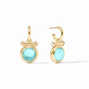 BAMBOO HOOP AND CHARM EARRING IRIDESCENT BAHAMIAN BLUE