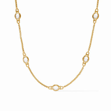 SARATOGA STONE STATION NECKLACE CLEAR CRYSTAL