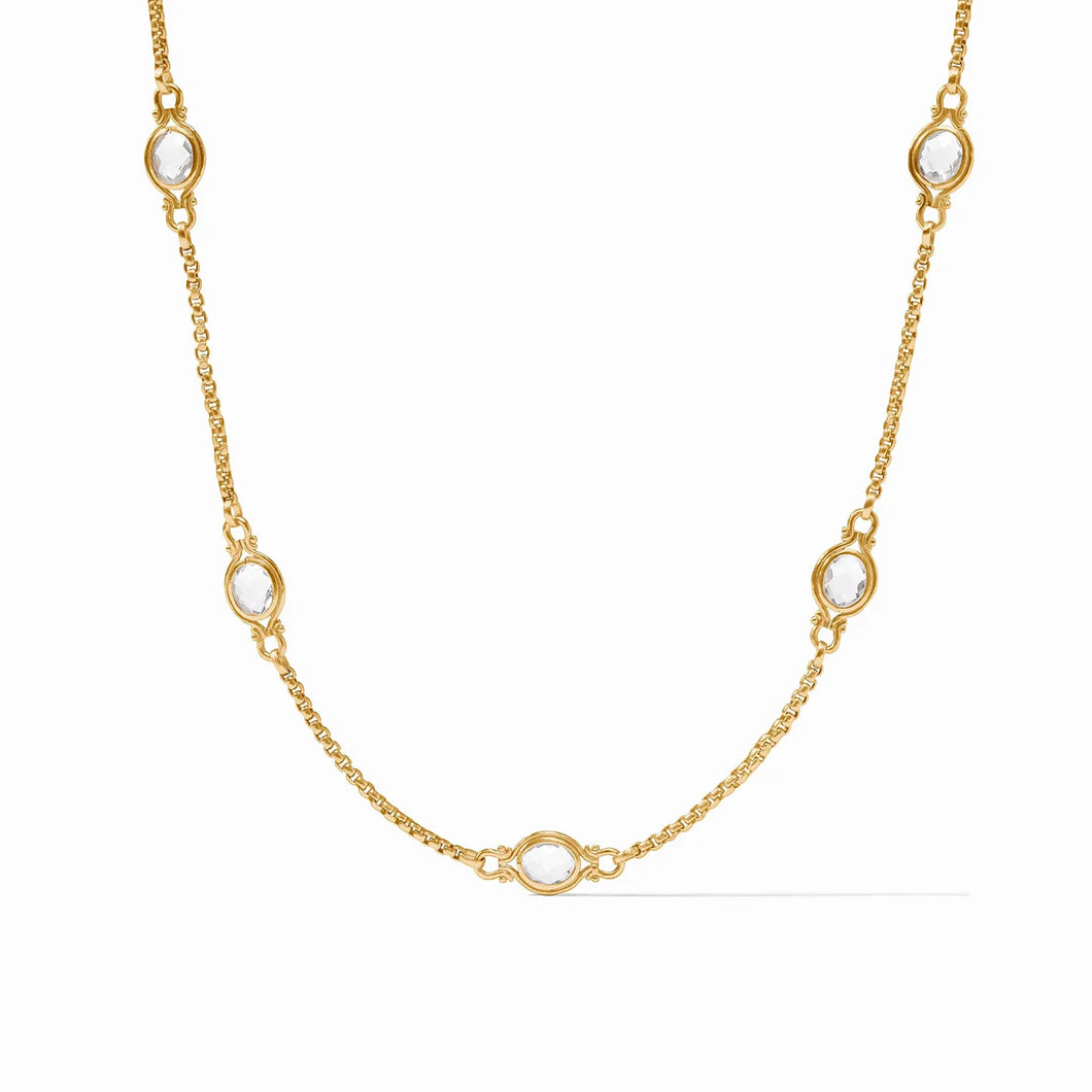 SARATOGA STONE STATION NECKLACE CLEAR CRYSTAL