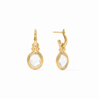 SARATOGA HOOP AND CHARM EARRING CLEAR CRYSTAL