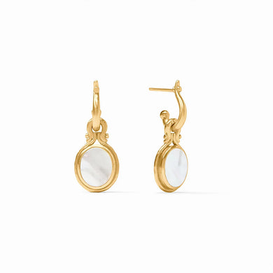 SARATOGA HOOP AND CHARM EARRING MOTHER OF PEARL