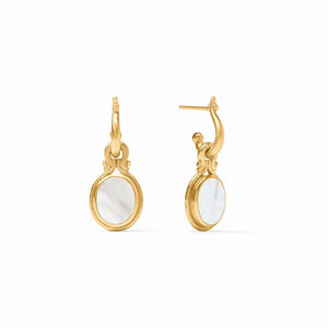 SARATOGA HOOP AND CHARM EARRING MOTHER OF PEARL