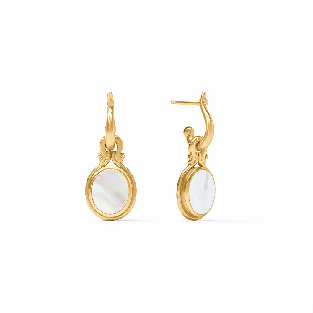 SARATOGA HOOP AND CHARM EARRING MOTHER OF PEARL