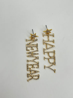 HAPPY NEW YEAR CZ EARRINGS