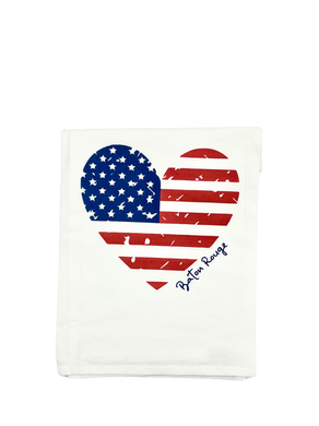 HEART FLAG BATON ROUGE TOWEL