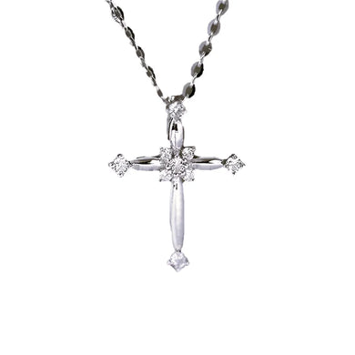 ACCENTED CROSS NECKLACE SILVER