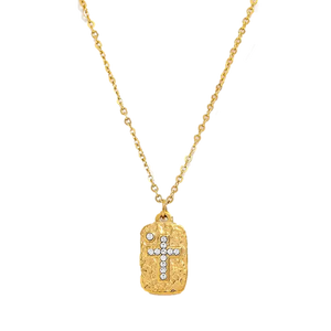 HAMMERED CROSS NECKLACE