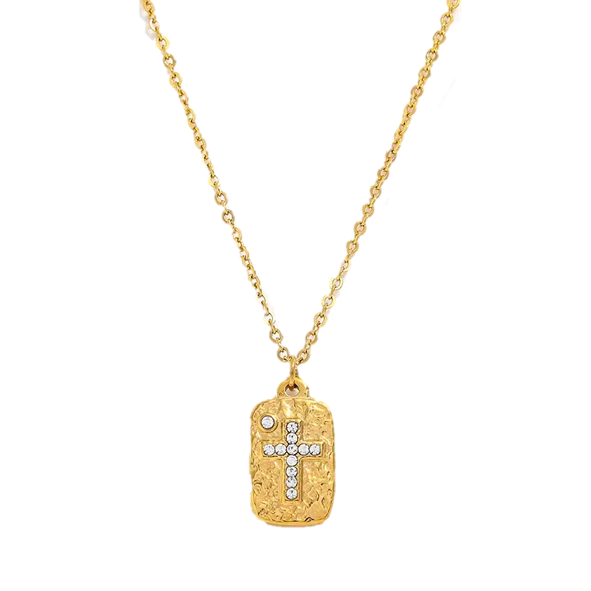 HAMMERED CROSS NECKLACE