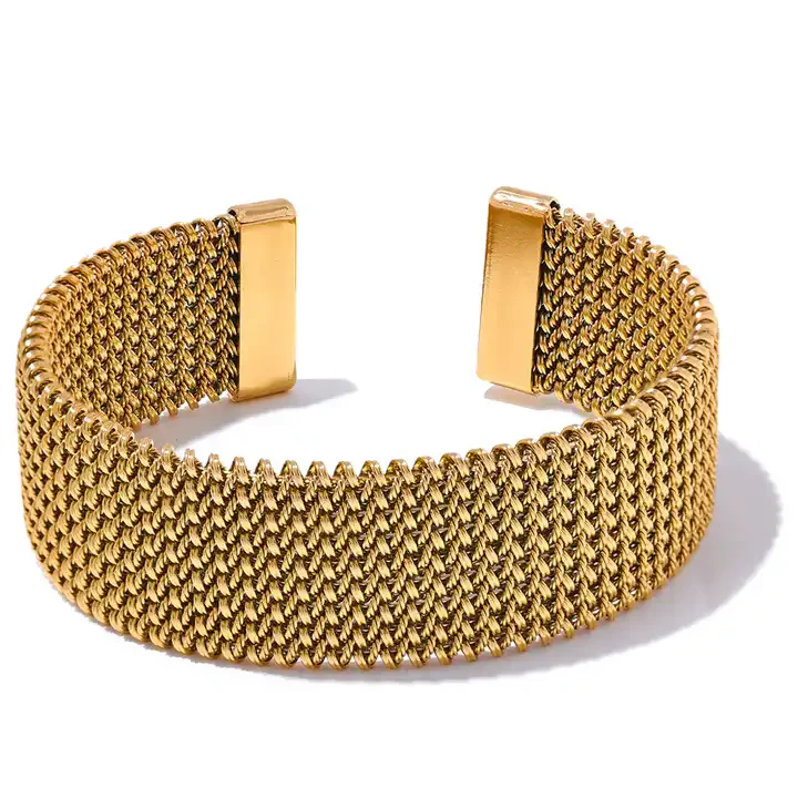 MESH CUFF BRACELET GOLD