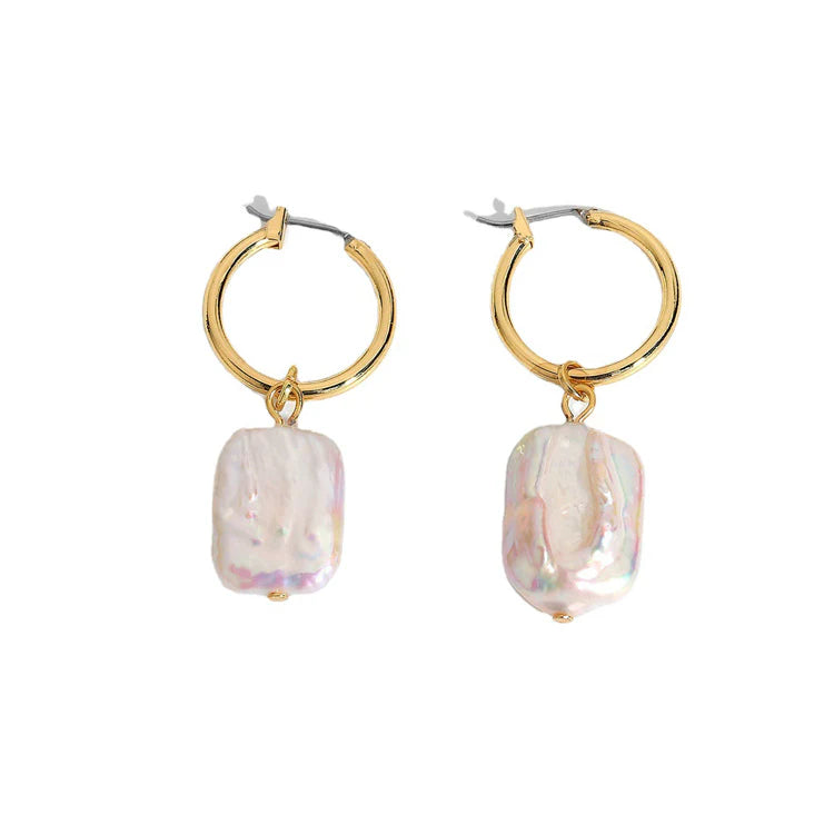 RAINBOW FRESH WATER PEARL HOOP EARRINGS