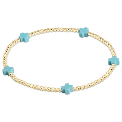 EGIRL SIGNATURE CROSS SMALL GOLD PATTERN 2MM BRACELET MINT