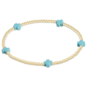 EGIRL SIGNATURE CROSS SMALL GOLD PATTERN 2MM BRACELET MINT