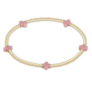 EGIRL SIGNATURE CROSS SMALL GOLD PATTERN 2MM BRACELET PINK
