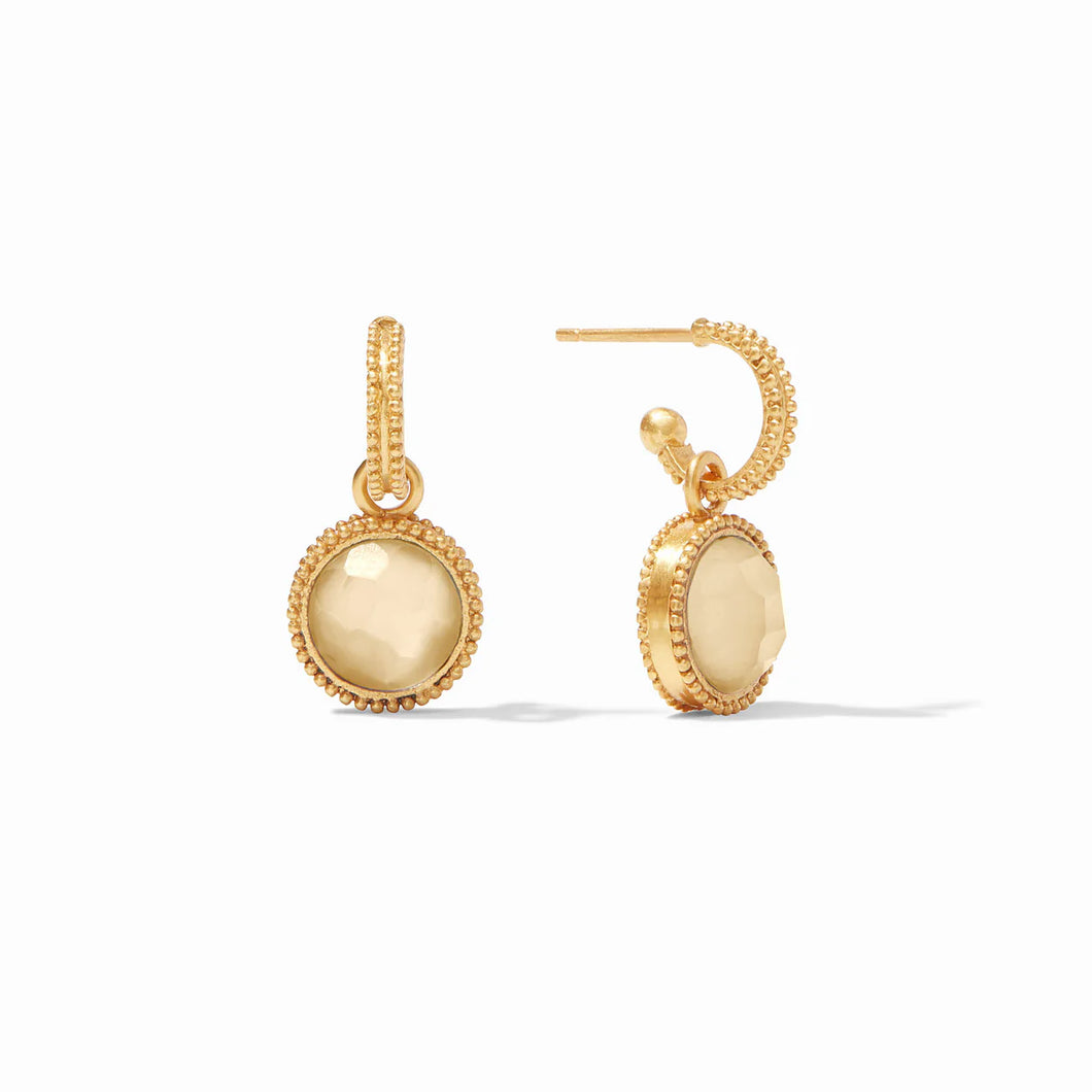 FLEUR DE LIS HOOP & CHARM EARRING IRIDESCENT CHAMPAGNE