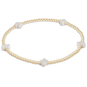 EGIRL SIGNATURE CROSS SMALL GOLD PATTERN 2MM BRACELET OFF WHITE