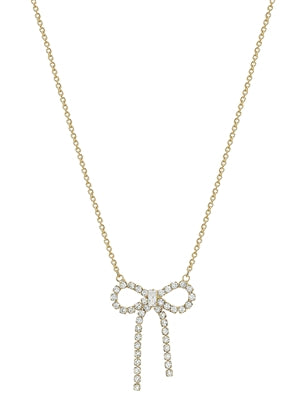 GOLD RHINESTONE BOW NECKLACE