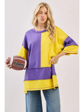 PURPLE & GOLD OVERSIZED COLOR BLOCK TOP