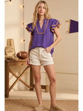 PURPLE & GOLD SCALLOP TRIM TOP