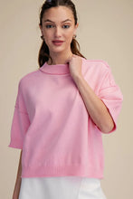 PINK CREW NECK ELBOW LENGTH SWEATER
