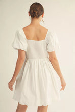 WHITE SCALLOP HEM DRESS