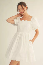 WHITE SCALLOP HEM DRESS