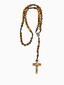 OLIVE WOOD ROSARY WITH CROSS