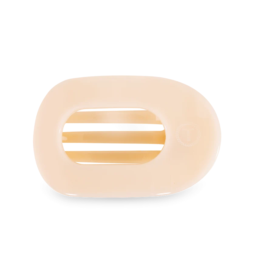 ALMOND BEIGE LARGE FLAT ROUND CLIP