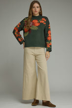 GREEN WITH FLOWERS SWEATER
