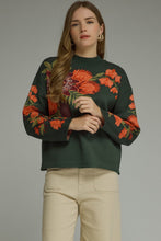 GREEN WITH FLOWERS SWEATER