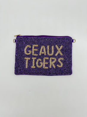 GEAUX TIGERS BEADED POUCH