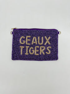 GEAUX TIGERS BEADED POUCH