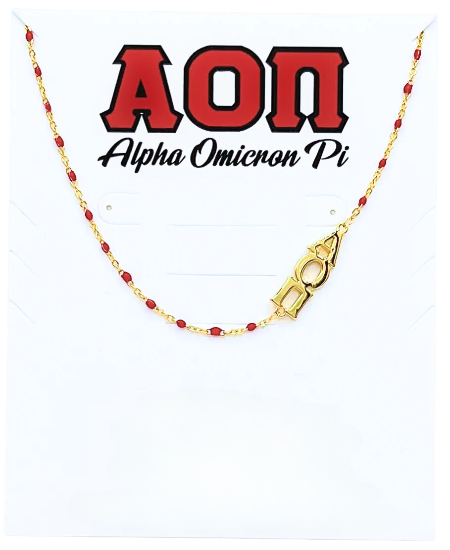 ALPHA OMICRON PI ENAMEL NECKLACE