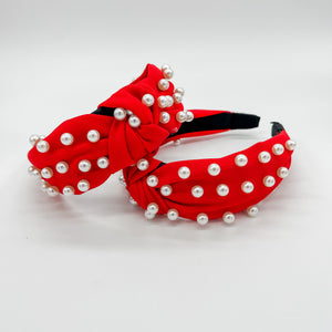 RED PEARL KNOT HEADBAND