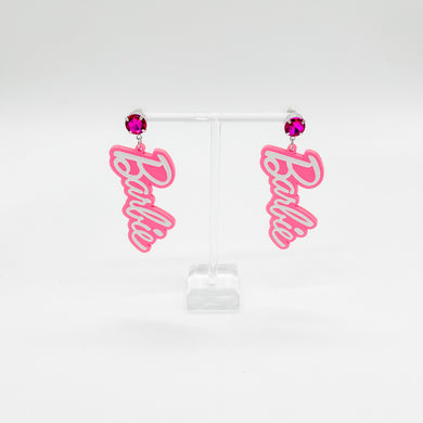 BARBIE PINK NAME EARRINGS