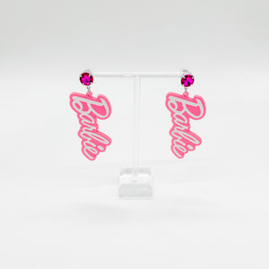 BARBIE PINK NAME EARRINGS