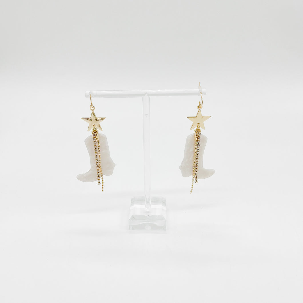 WHITE WESTERN BOOTS EARRING