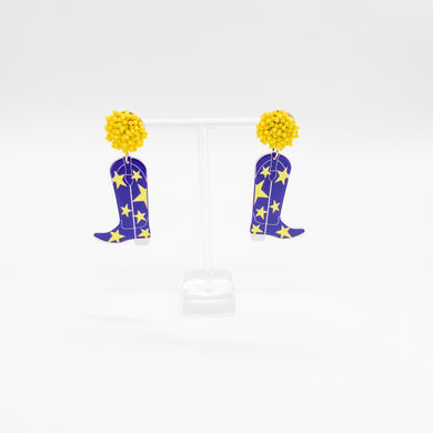 BOOTS PURPLE AND GOLD EARRINGS