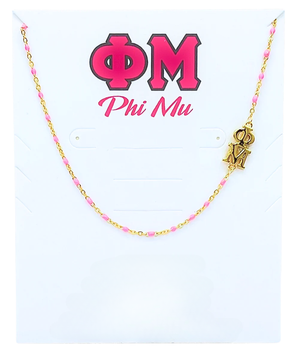 PHI MU ENAMEL NECKLACE