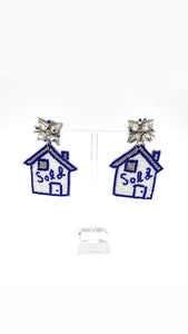 BLUE & WHITE SOLD BEADED EARRINGS