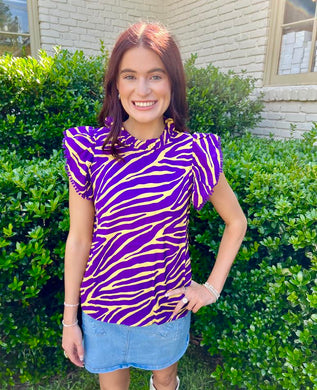 LSU POLY RUFFLE SLEEVE BLOUSE