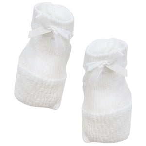 WHITE BABY BOOTIES WITH BOW