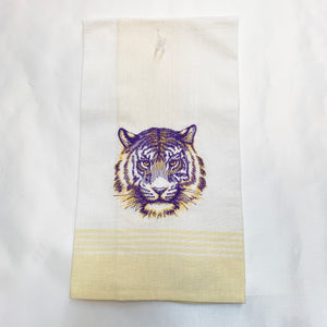 PURPLE & GOLD TIGER HEAD HAND TOWEL